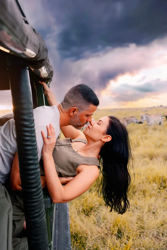 Couple on safari — illustrative stock photo