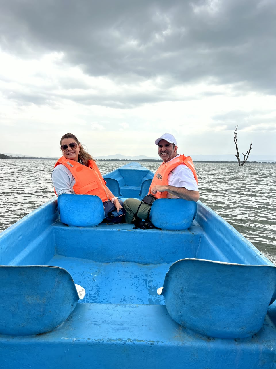 Guests on a boat safari on Lake Naivasha