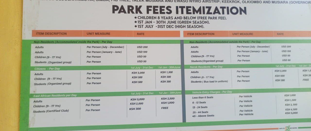 masai mara park feess 2026