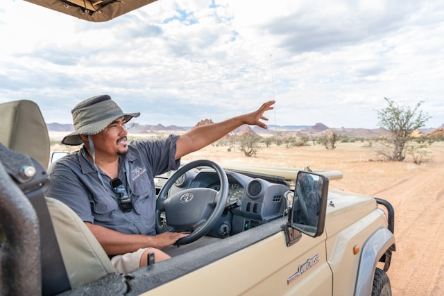 A safari guide in acrion